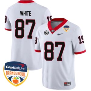 Jordan White No 87 Mens Georgia Bulldogs Orange Bowl 2023 Tag Jersey