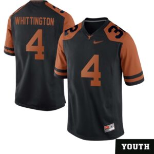 Jordan Whittington No 4 Black Texas Longhorns Football Jersey for Youth