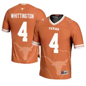 Jordan Whittington No 4 Men’s GameDay Greats Texas Orange Texas Longhorns Icon Print NIL Pick-A-Player Football Jersey