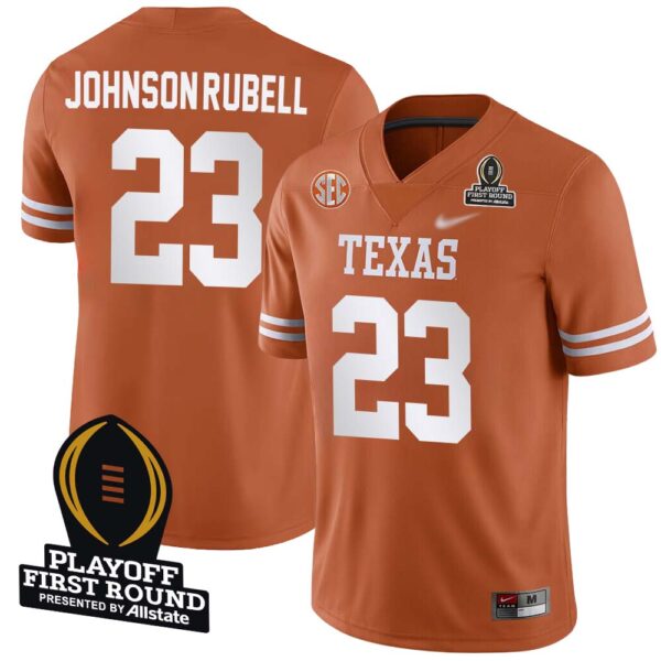 Jordon Johnson-Rubell No 23 Men Cfp Texas Longhorns Playoff First Round 2025 Jersey- Replica