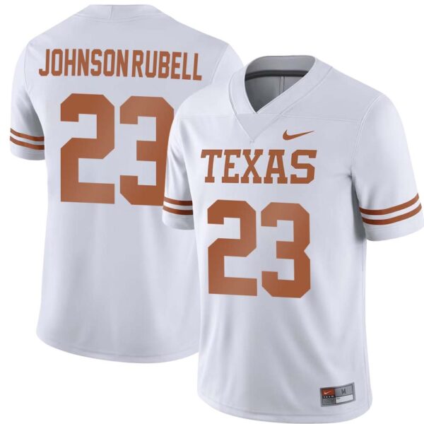 Jordon Johnson-Rubell No 23 White Texas Longhorns Football Custom Game Jersey For Men