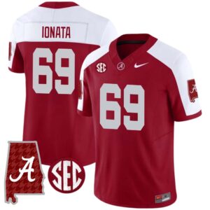 Joseph Ionata No 69 Men’s Alabama Crimson SEC Championship 2023 Patch Vapor Gold Football Crimson Alter