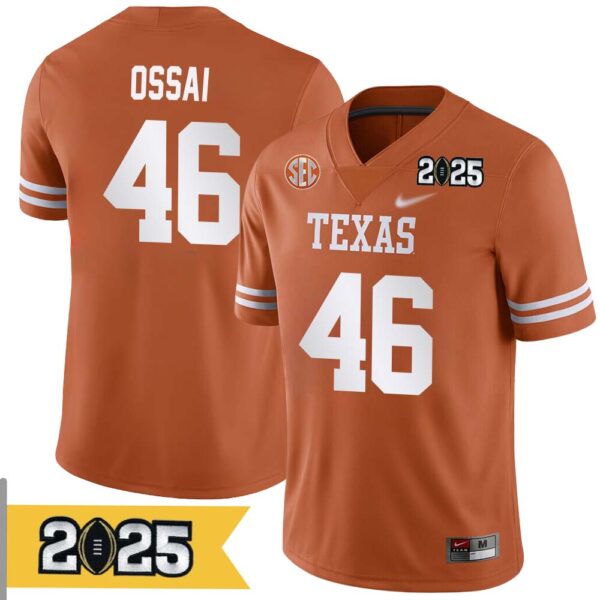 Joseph Ossai No 46 Men Cfp Texas Longhorns 2025 Home Game Jersey- Replica