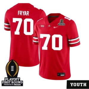 Josh Fryar No 70 Youth CFP Ohio State Buckeyes Playoff First Round 2025 Jersey- Replica
