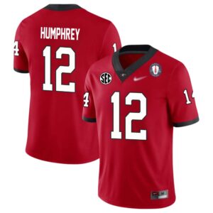 Julian Humphrey No 12 Mens Red Georgia Bulldogs 2022 SEC & National Championship Jersey