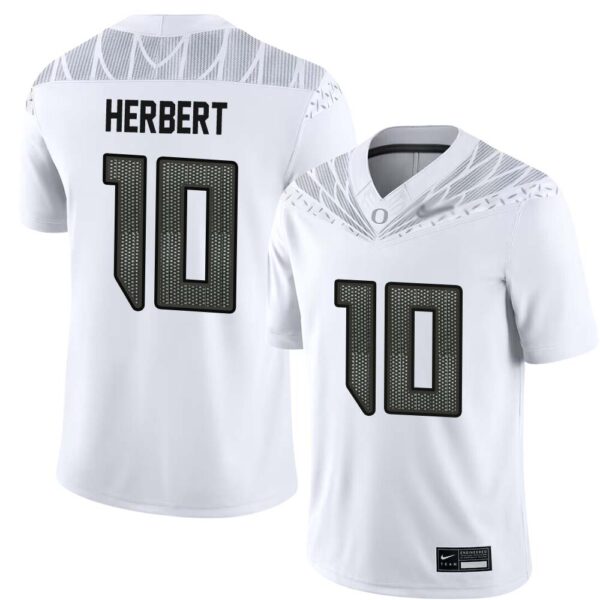 Justin Herbert No 10 Men’S White Alumni Oregon Ducks Game Jersey