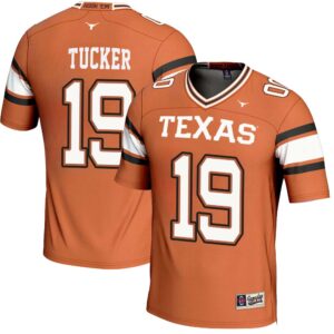 Justin Tucker No 19 Orange Texas Longhorns Icon Print NIL Pick-A-Player Football Jersey for Men