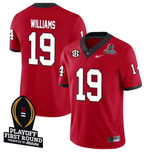Justin Williams No 19 Men Cfp Georgia Bulldogs Playoff First Round 2025 Jersey- Replica