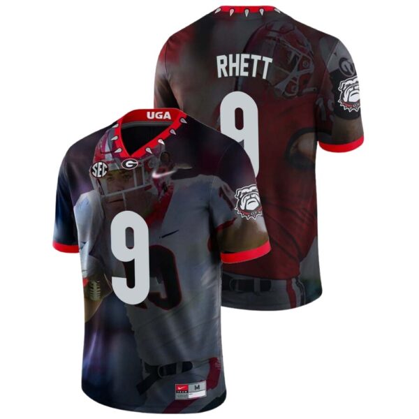Justyn Rhett No 9 Georgia Bulldogs Mens Ncaa Black 2022 National Championship Decisive Highlights College Football Jersey