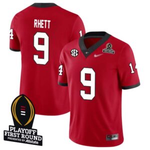 Justyn Rhett No 9 Men CFP Georgia Bulldogs Playoff First Round 2025 Jersey- Replica