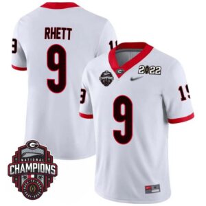 Justyn Rhett No 9 Mens Georgia Bulldogs Back To Back National Champions 2022 Limited Jersey