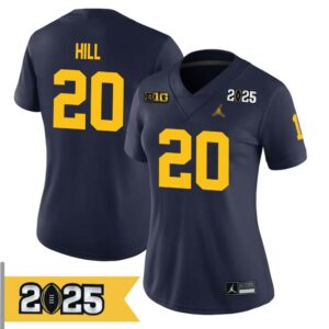 Jyaire Hill No 20 Woman CFP Michigan Wolverines 2025 Home Game Jersey- Replica
