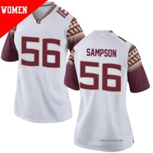 KJ Sampson No 56 Woman’s White Florida State Seminoles Game Football Jersey