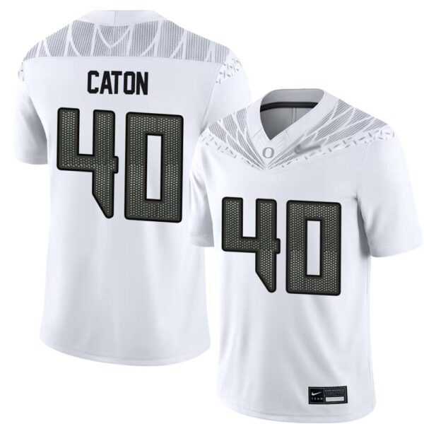Kade Caton No 40 Men’S White Alumni Oregon Ducks Game Jersey