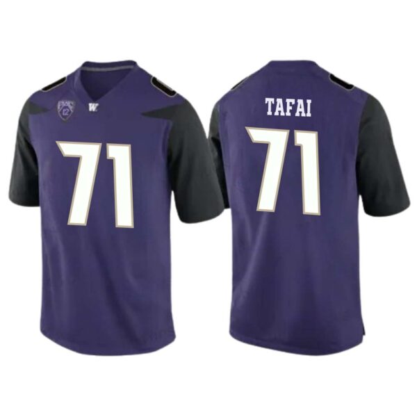 Kahlee Tafai No 71 American College Football Wear Mens Ncaa Washington Huskies Football Jersey