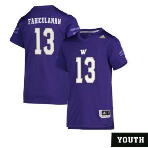Kamren Fabiculanan No 13 Youth’s Purple Washington Huskies Team Premier Football Jersey