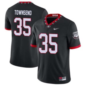 Kavon Townsend No 35 Mens Georgia Bulldogs Custom Mascot 100th Anniversary Jersey – Black