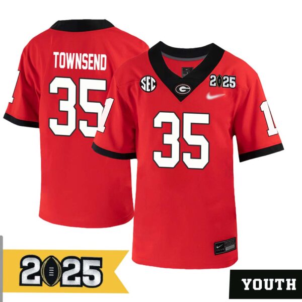 Kavon Townsend No 35 Youth Cfp Georgia Bulldogs 2025 Home Game Jersey- Replica