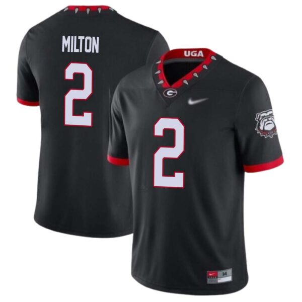 Kendall Milton No 2 Mens Georgia Bulldogs Custom Mascot 100Th Anniversary Jersey – Black
