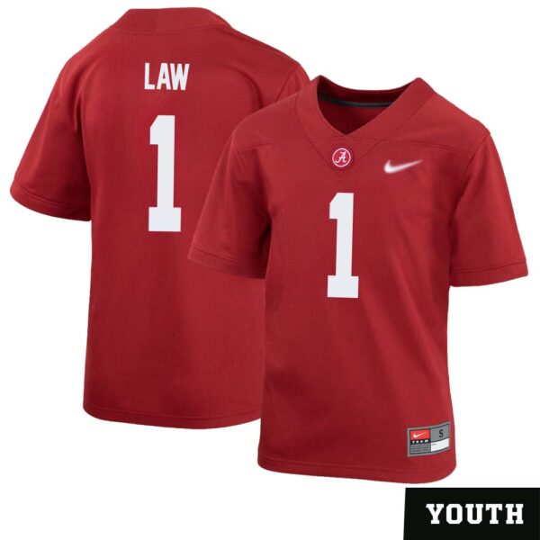 Kendrick Law No 1 Youth’s Crimson Alabama Crimson Tide Player Home Game Jersey