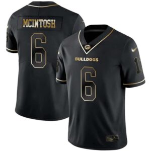 Kenny McIntosh No 6 Mens Georgia Bulldogs Black Gold Player Custom Limited Jersey