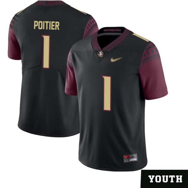Kentron Poitier No 1 Youth’s Florida State Seminoles Limited Football Jersey – Black