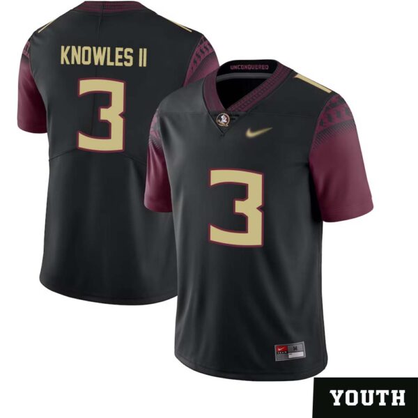 Kevin Knowles Ii No 3 Youth’s Florida State Seminoles Limited Football Jersey – Black