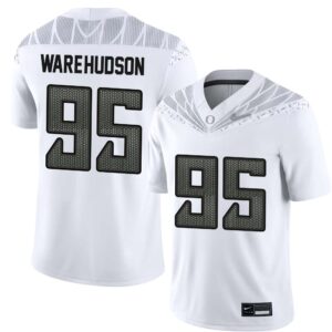 Keyon Ware-Hudson No 95 Men’s White Alumni Oregon Ducks Game Jersey