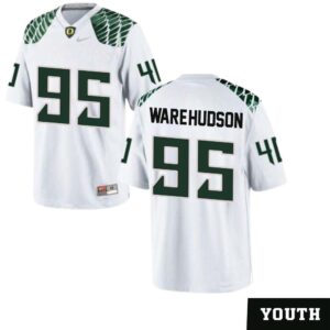 Keyon Ware-Hudson No 95 Oregon Ducks Youth’s Football Limited Away Football Jerseys White