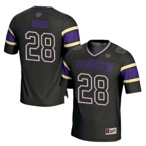 Khmori House No 28 Men’s GameDay Greats Black Washington Huskies NIL Pick-A-Player Football Jersey