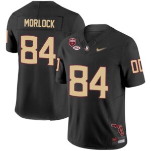 Kyle Morlock No 84 Men’s Florida State Seminoles Throwback Limited Football Jersey- Black