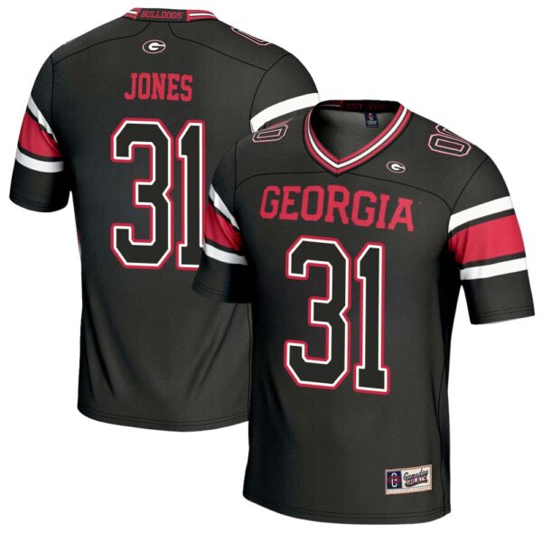 Kyron Jones No 31 Mens Gameday Greats Black Georgia Bulldogs Nil Pick A Player Football Jersey