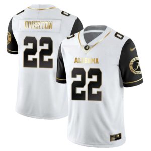 LT Overton No 22 Men’s Alabama Crimson Tide Limited Custom White Golden Jersey