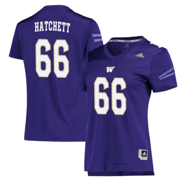 Landen Hatchett No 66 Woman’s Purple Washington Huskies Team Premier Football Jersey