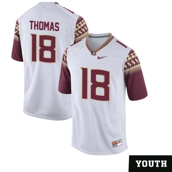 Landen Thomas No 18 Youth’s White Florida State Seminoles Game Football Jersey