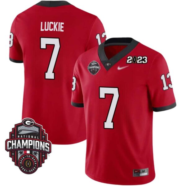 Lawson Luckie No 7 Mens Georgia Bulldogs Back To Back National Champions 2023 Limited Jersey