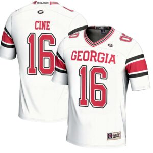 Lewis Cine No 16 Mens GameDay Greats Carson Beck White Georgia Bulldogs NIL Player Football Jersey