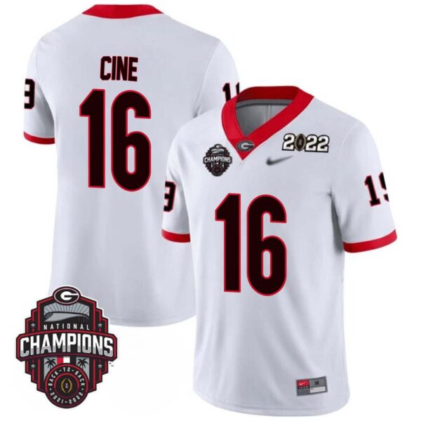 Lewis Cine No 16 Mens Georgia Bulldogs Back To Back National Champions 2022 Limited Jersey