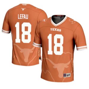 Liona Lefau No 18 Men’s GameDay Greats Texas Orange Texas Longhorns Icon Print NIL Pick-A-Player Football Jersey