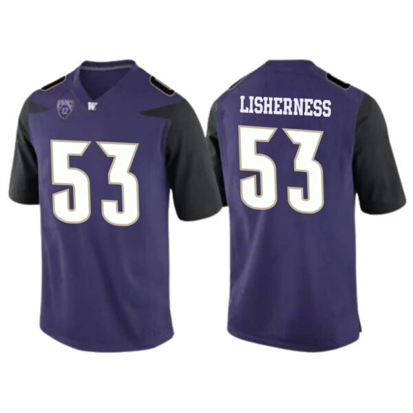 Logan Lisherness No 53 American College Football Wear Mens Ncaa Washington Huskies Football Jersey