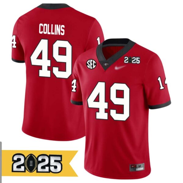 Luke Collins No 49 Men Cfp Georgia Bulldogs 2025 Home Game Jersey- Replica