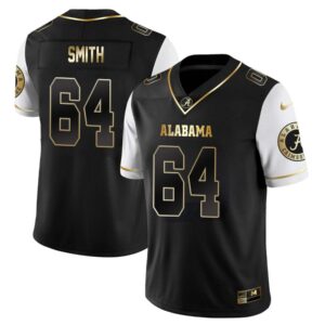 Mac Smith No 64 Men’s Alabama Crimson Tide Limited Custom Black Golden Jersey