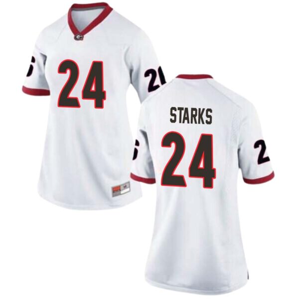 Malaki Starks No 24 Womans White Georgia Bulldogs Nil Pick A Player Football Jersey