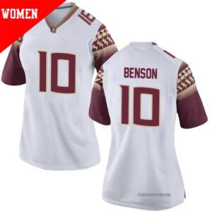 Malik Benson No 10 Woman’s White Florida State Seminoles Game Football Jersey