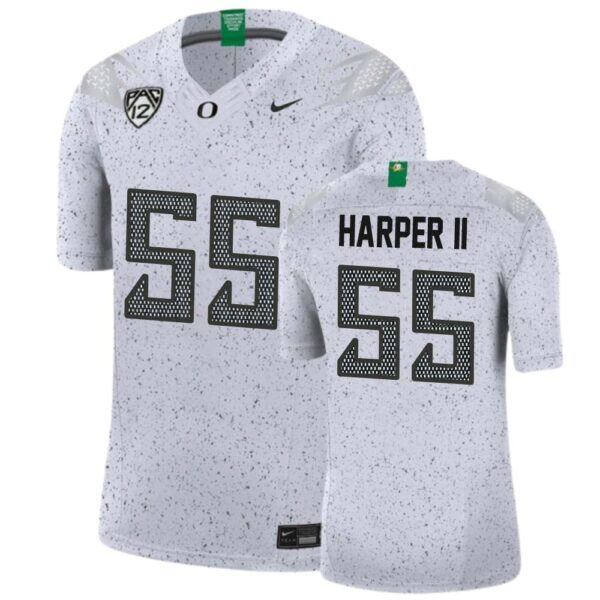 Marcus Harper Ii No 55 Men’S Oregon Ducks College Football White Eggshell Limited Football Jersey