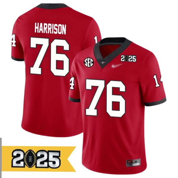 Marcus Harrison No 76 Men Cfp Georgia Bulldogs 2025 Home Game Jersey- Replica