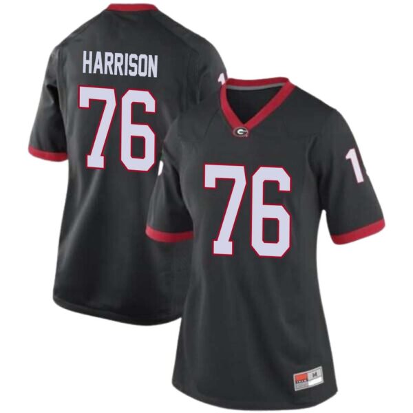 Marcus Harrison No 76 Womans Black Georgia Bulldogs Pick A Player Replica Football Jersey