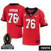 Marcus Harrison No 76 Youth Cfp Georgia Bulldogs 2025 Home Game Jersey- Replica
