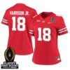 Marvin Harrison Jr. No 18 Woman Cfp Ohio State Buckeyes 2025 Home Game Jersey- Replica