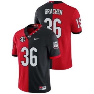 Matthew Grachen No 36 Mens Red Black Georgia Bulldogs Split Edition Mascot 100th Anniversary